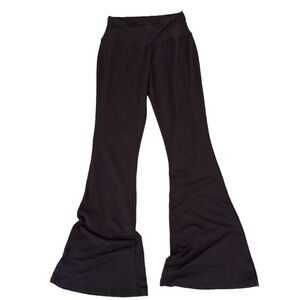 Black Crossover Flare Wide leg Leggings High-Waisted